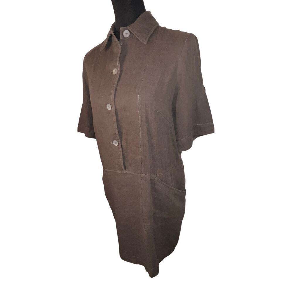 Nurture, Women’s size Medium Tan Cotton Silk lined Y2K‎ pocketed camp dress